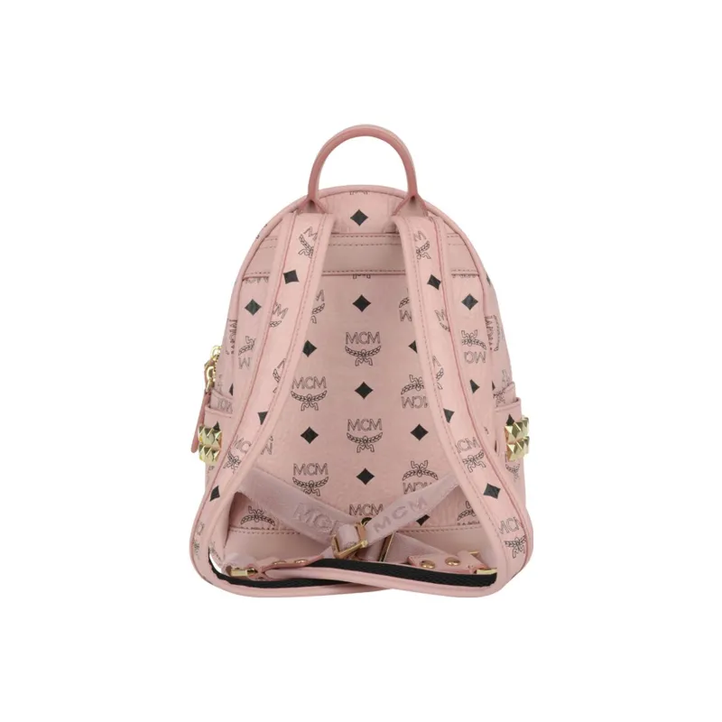 MCM Stark Side Studs Backpack Visetos Mini Soft Pink-2