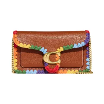 COACH Tabby Leather Bacchus Bag Shoulder Bag Crossbody Bag Small Size Women's Brown & Rainbow