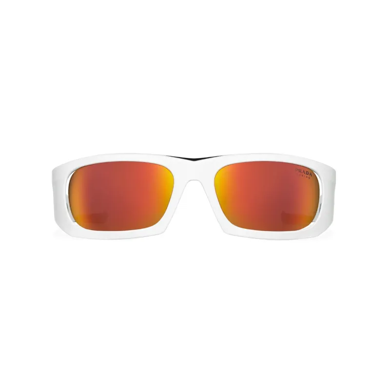 PRADA Plate Frame Square Sunglasses Unisex White-1