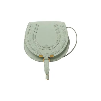 Chloe Marcie Suede Calfskin Saddle Bag Shoulder Bag Crossbody Bag Small Size Women's Green