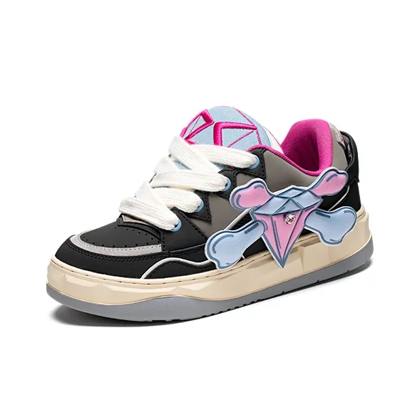 Ruby Scott Skateboard Shoes Unisex Low Top Black/Pink-4