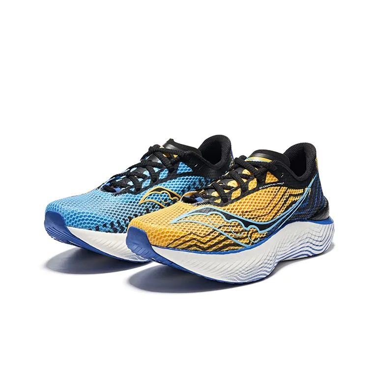 Saucony Endorphin Pro 3 Anti Slip Wear Resistant Low Top Carbon Plate Marathon Running Shoes Unisex Yellow Blue-2
