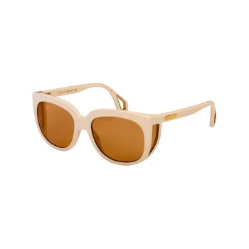 GUCCI Plate Frame Irregular Shape Sunglasses Unisex White