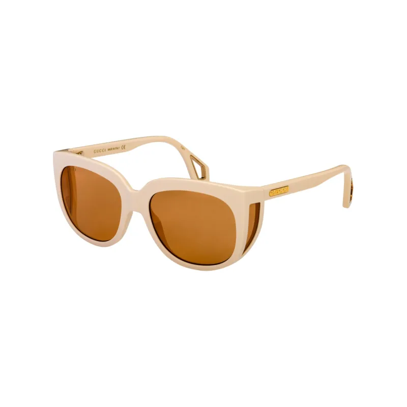 GUCCI Plate Frame Irregular Shape Sunglasses Unisex White-0