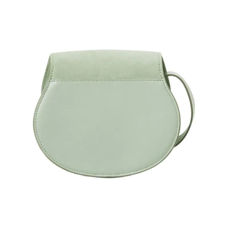 Chloe Marcie Suede Calfskin Saddle Bag Shoulder Bag Crossbody Bag Small Size Women's Green-2