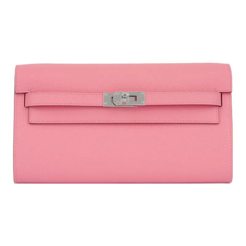 HERMES Kelly To Go Epsom Leather Wallet Women's 8W Rose Azalee New Lipstick Pink-1