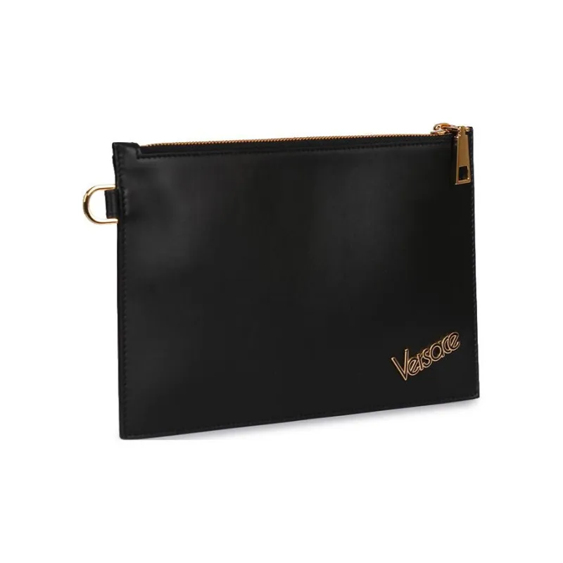 VERSACE Leather Wrist Bag Clutch Regular Men's Black-1