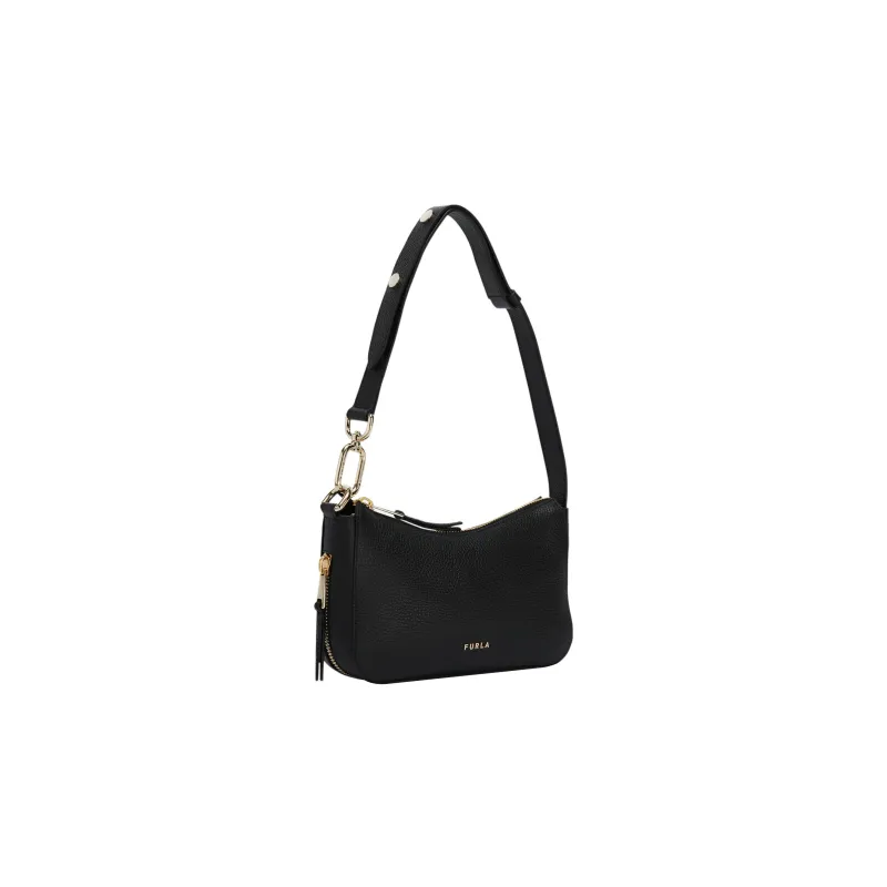 Furla Grained Calfskin Hobo Bag Handbag Shoulder Bag Women's Black-1