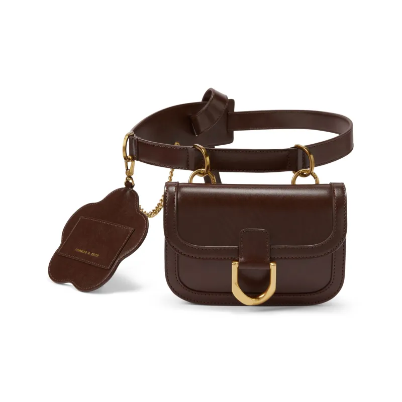 CHARLES&KEITH Glory Of Kings Collaboration Series PU Fanny Pack Small Size Women's Brown/Pewter Tin Gray/Black/Pink-0