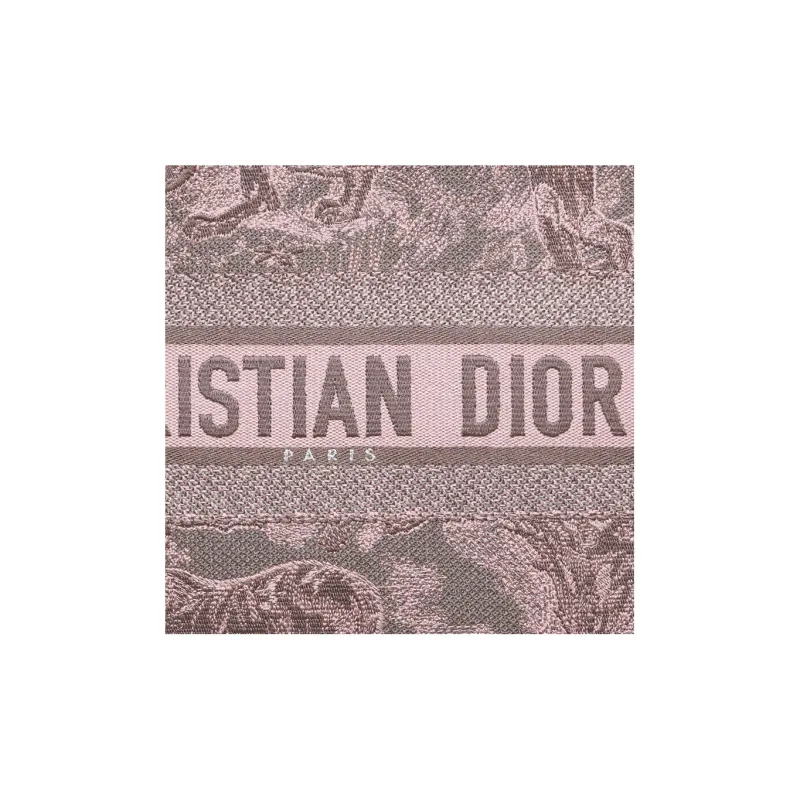 DIOR Embroidery Tote Bag, Shopping Bag, Handbag Medium Size Women's Gray/Pink-4