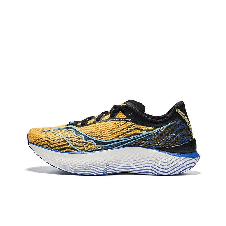 Saucony Endorphin Pro 3 Anti Slip Wear Resistant Low Top Carbon Plate Marathon Running Shoes Unisex Yellow Blue-0