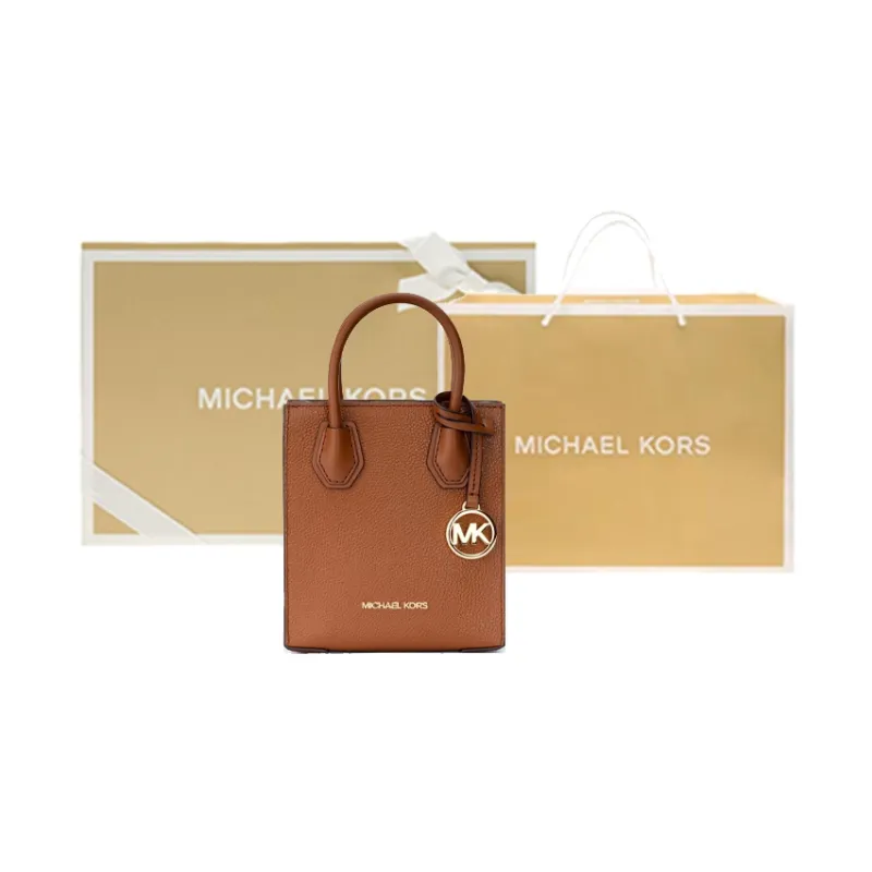 MICHAEL KORS Mercer Cow Leather Portable Crossbody Bag, Shoulder Bag Mini Women's Caramel Brown-9
