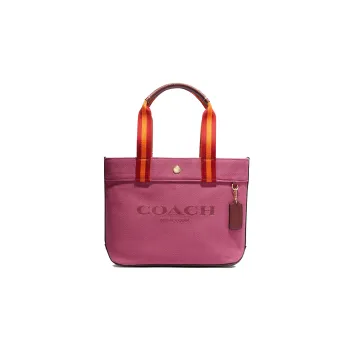 COACH Tote Canvas With Leather Canvas Bag Tote Tote Shopping Bag One Shoulder Handbag Small Size Women's Fuchsia
