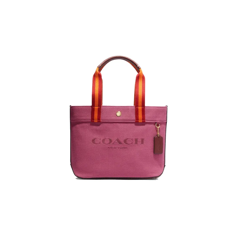 COACH Canvas With Leather Canvas Bag, Tote Bag, Shopping Bag, One Shoulder Handbag Trumpets Women's Fuchsia-0