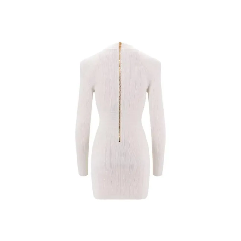 BALMAIN Button Embellished Fine Knit Dress-1