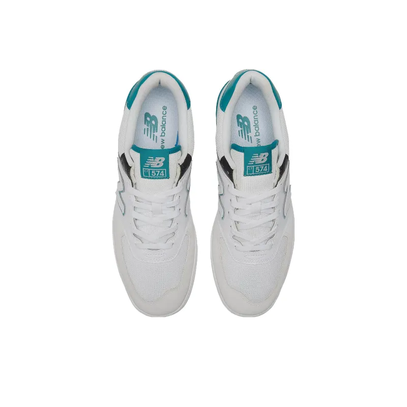 New Balance NB 574 Slip Resistant Cushioning Wear Resistant Low Top Skateboard Shoes Men's White Cyan-3