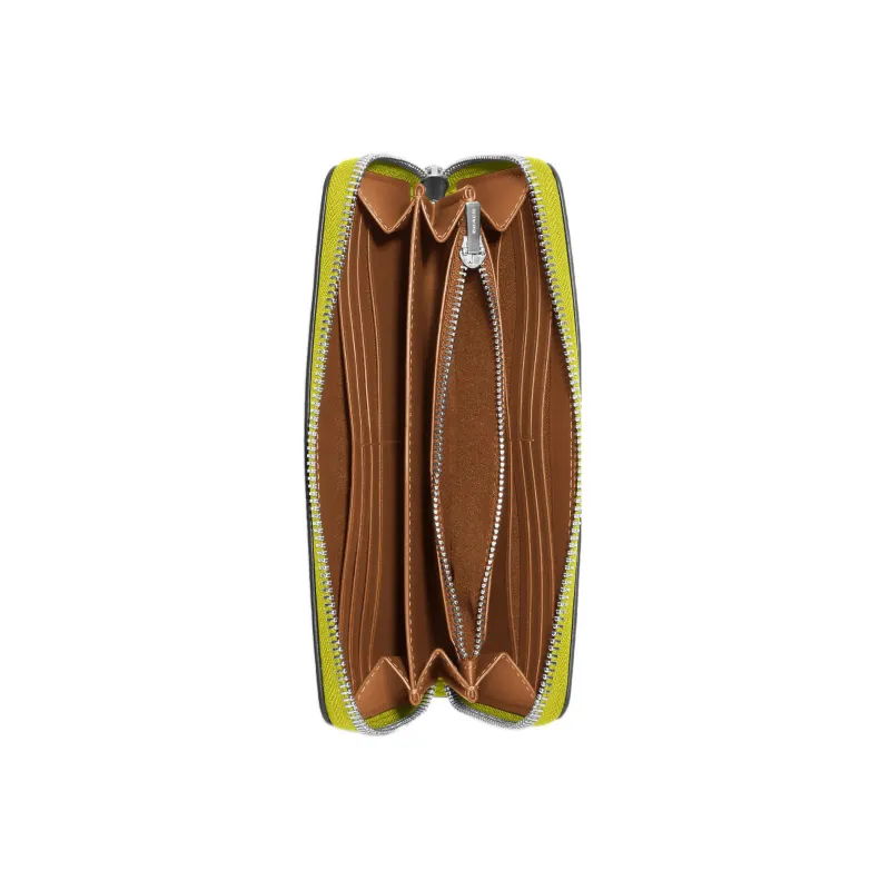 COACH Zip Around Coated Canvas With Leather Coin Pocket Clutch Wallet Trumpets Women's Lemon-1