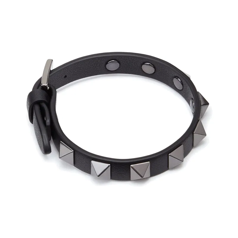 Valentino Leather Rockstud Bracelet-1