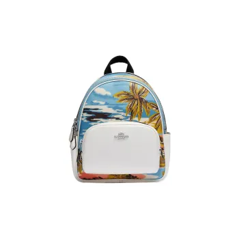 COACH Court Canvas With Leather Backpack Mini Women's Multicolor