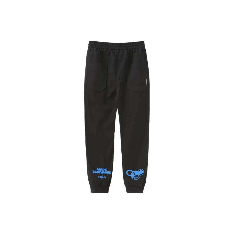 FAIRWHALE Knitted Sweatpants Men Pure Black-1