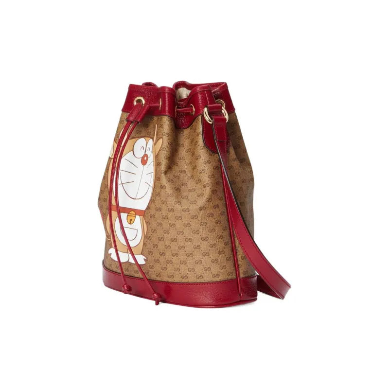 GUCCI Doraemon Collaboration Canvas With Leather Bucket Bag, Shoulder Bag, Crossbody Bag Women's-1