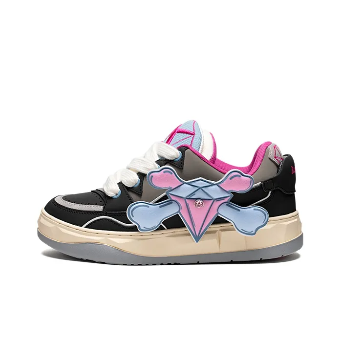 Ruby Scott Skateboard Shoes Unisex Low Top Black/Pink-1