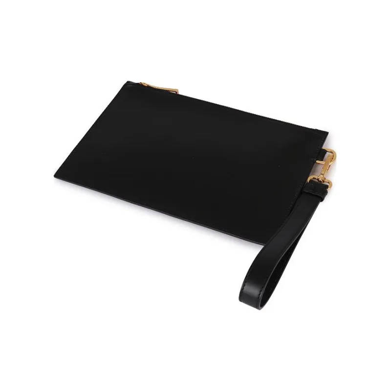 VERSACE Leather Wrist Bag Clutch Regular Men's Black-3