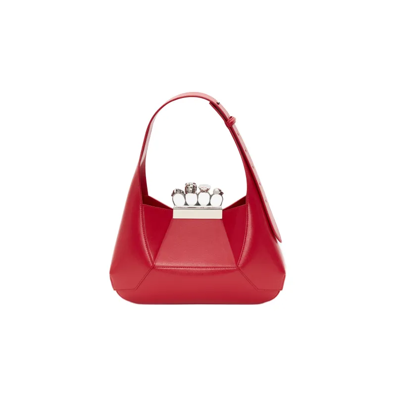 Alexander McQueen Smooth Cow Leather HOBO Bag Shoulder Handbag Women's Red-2