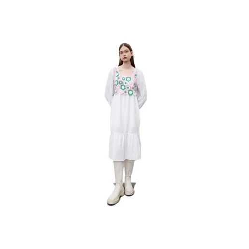 URBAN REVIVO Long-Sleeved Dresses Women's White