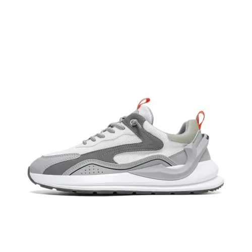 FAIRWHALE Casual Shoes Men Low Top Gray White/Apricot