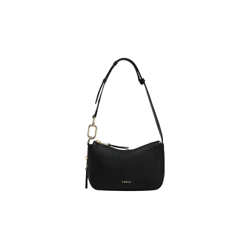 Furla Grained Calfskin Hobo Bag Handbag Shoulder Bag Women's Black-0