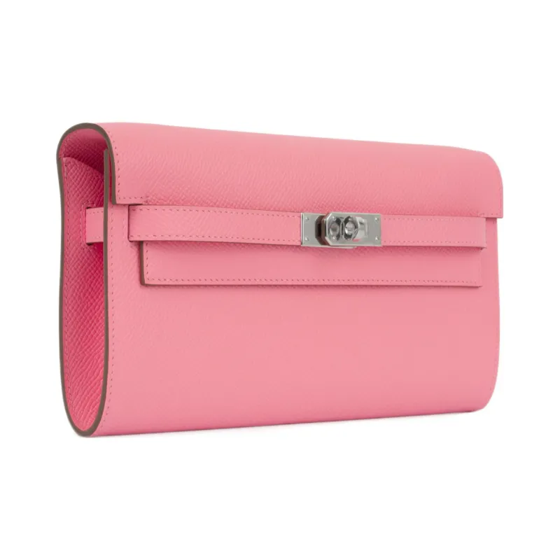 HERMES Kelly To Go Epsom Leather Wallet Women's 8W Rose Azalee New Lipstick Pink-2