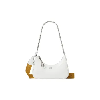 TORY BURCH MERCER Leather Crescent Moon Bag Shoulder Bag Handbag Shoulder Bag Women's White