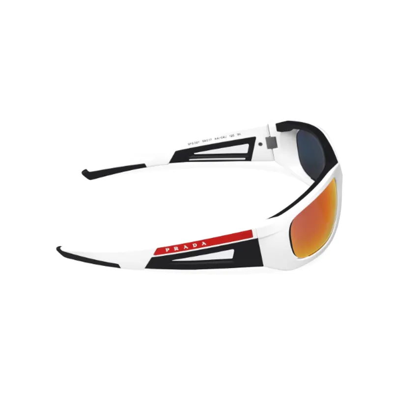 PRADA Plate Frame Square Sunglasses Unisex White-3