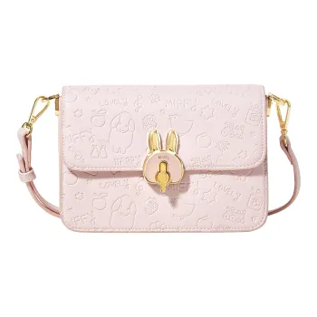 Miffy PU Leather Shoulder Bag Shoulder Bag Small Square Bag Crossbody Bag Regular Women's Ecru/Pink