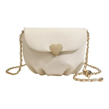NOMK PU Cloud Bag Messenger Bag Shoulder Bag Small Square Bag Crossbody Bag Medium Size Women's White
