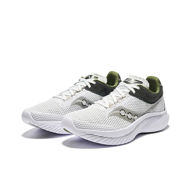 Saucony Kinvara 14 Cushioning Low Top Training Running Shoes Men's White Green-2