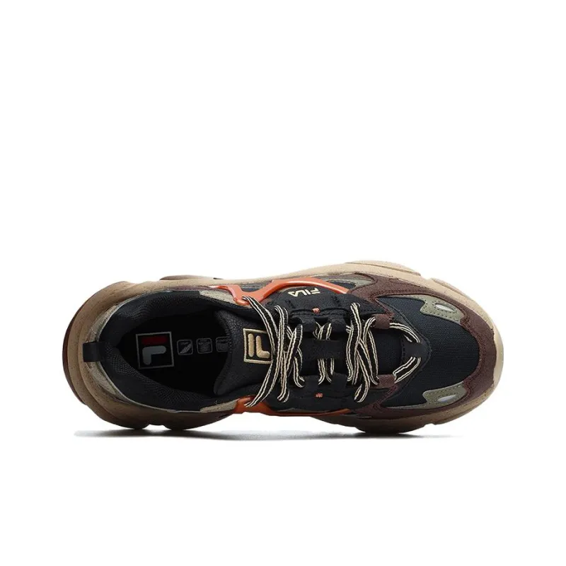 FILA Fusion Cushioning Anti Slip And Wear Resistant Low Top Casual Running Shoes Men's Black Red-4