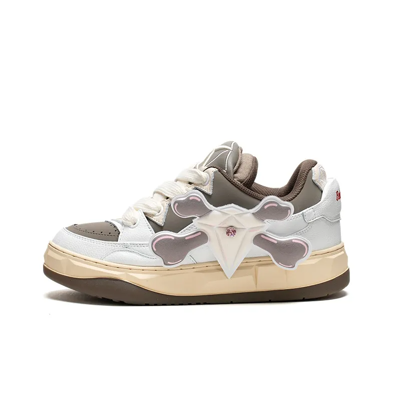 Ruby Scott Skateboard Shoes Unisex Low Top White/Mocha-1