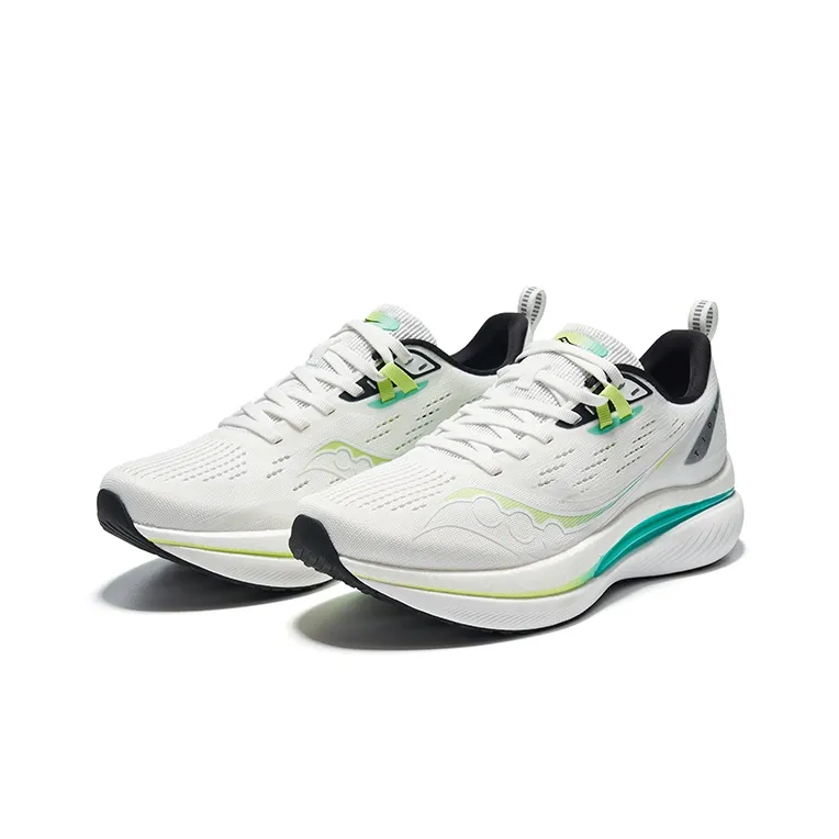 Saucony Tide Slip Resistant Low Top Running Shoes Men's White Green-2