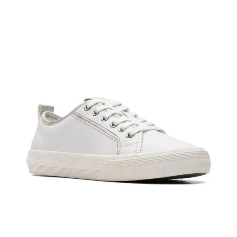 Clarks Lacos Collection Stylish Skateboarding Shoes Women's White-3