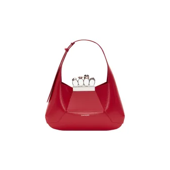 Alexander McQueen Smooth Cow Leather HOBO Bag Shoulder Handbag Women's Red
