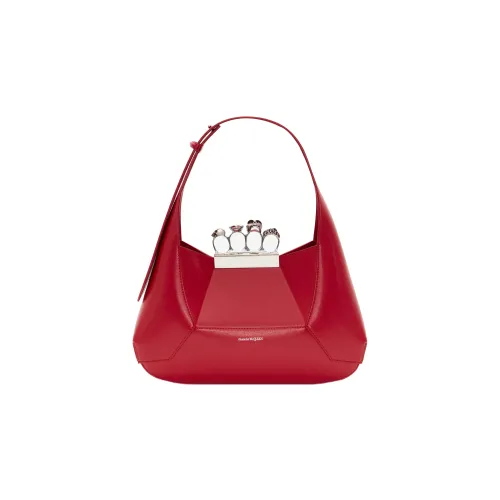 Alexander McQueen Smooth Cow Leather HOBO Bag Shoulder Handbag Women's Red
