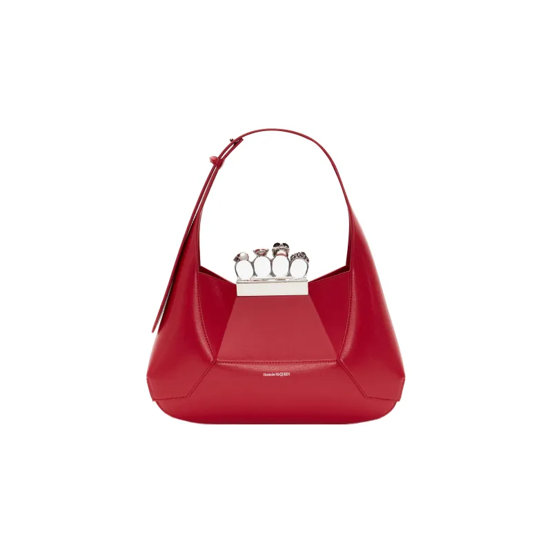 Alexander McQueen Smooth Cow Leather HOBO Bag Shoulder Handbag Women's Red-0