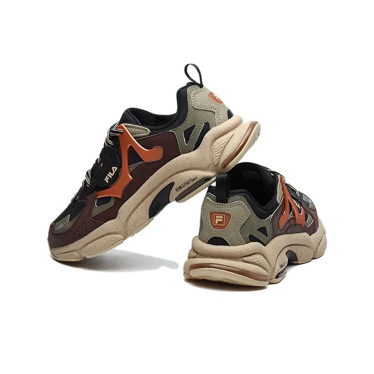FILA Fusion Cushioning Anti Slip And Wear Resistant Low Top Casual Running Shoes Men's Black Red-3