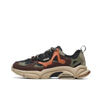 FILA Fusion Cushioning Anti Slip And Wear Resistant Low Top Casual Running Shoes Men's Black Red