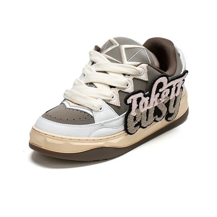 Ruby Scott Skateboard Shoes Unisex Low Top White/Mocha-3