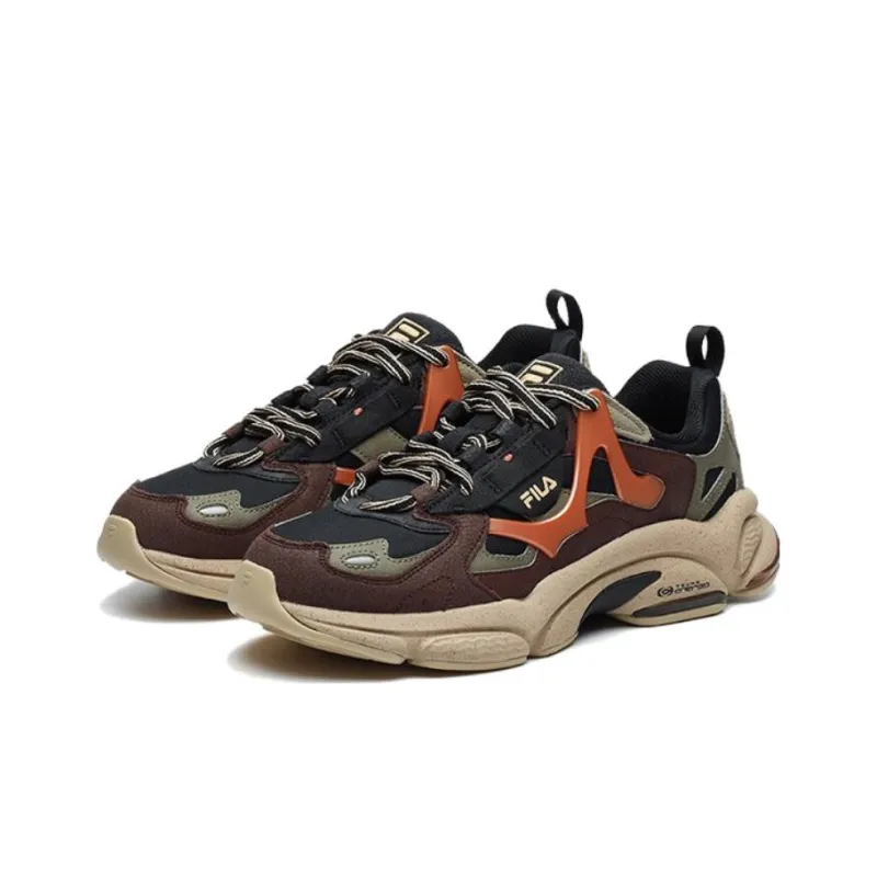 FILA Fusion Cushioning Anti Slip And Wear Resistant Low Top Casual Running Shoes Men's Black Red-2