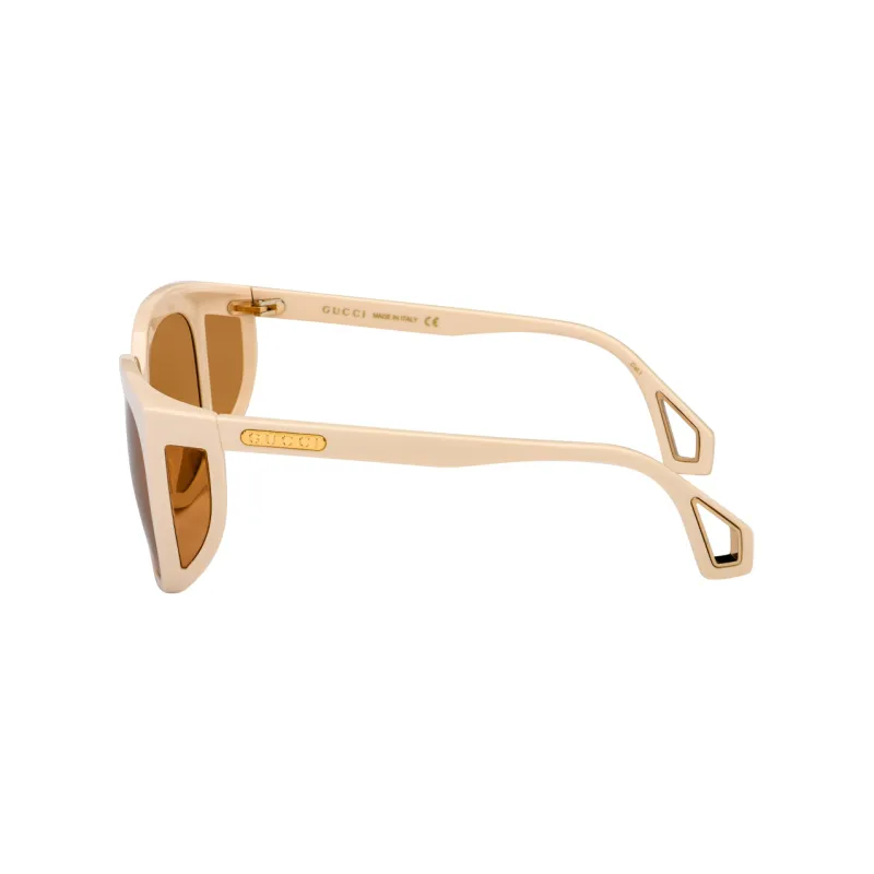 GUCCI Plate Frame Irregular Shape Sunglasses Unisex White-4