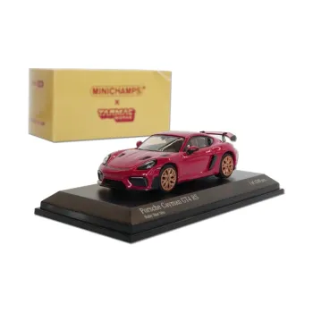 MINICHAMPS 1 64 Tarmac Works Porsche Cayman GT4 RS Rose Red, Alloy Hobby Model Assembled Models